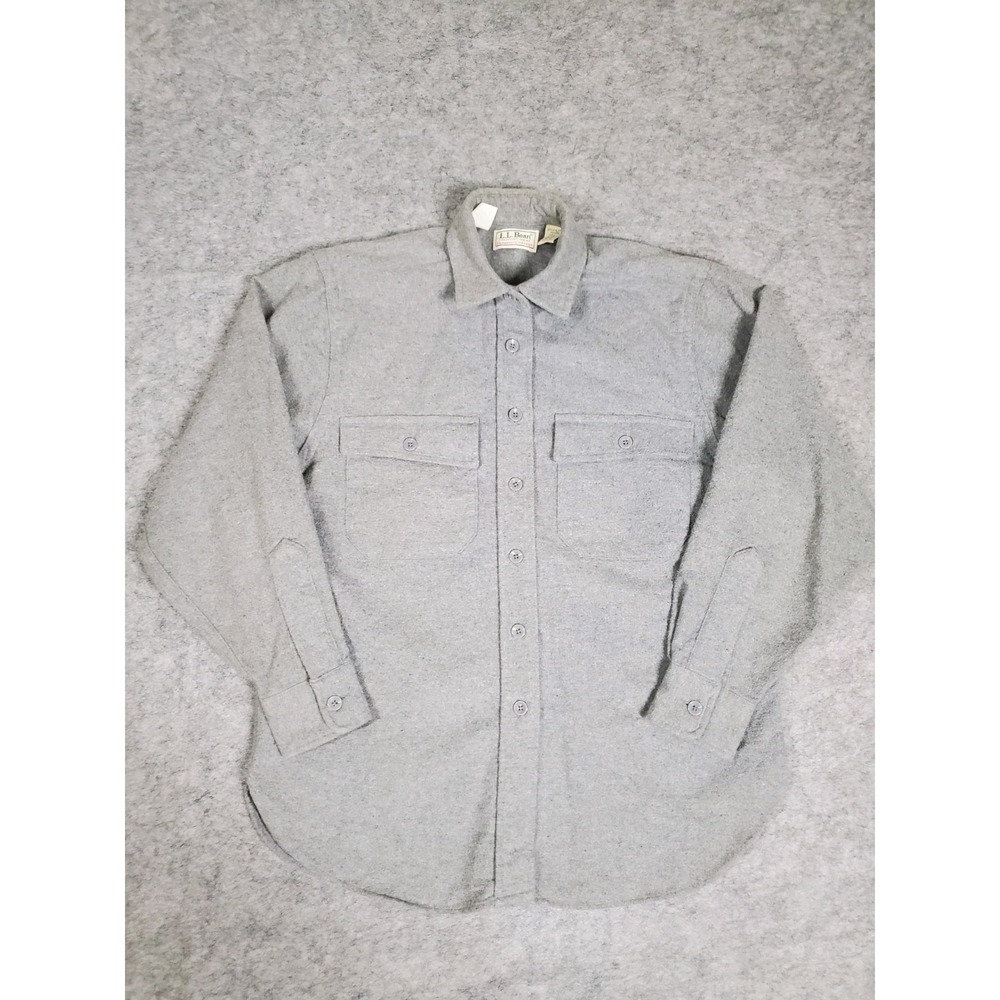 Vintage LL Bean Chamois Cloth Button Up Shirt Women's Size 6 Reg Gray USA Made